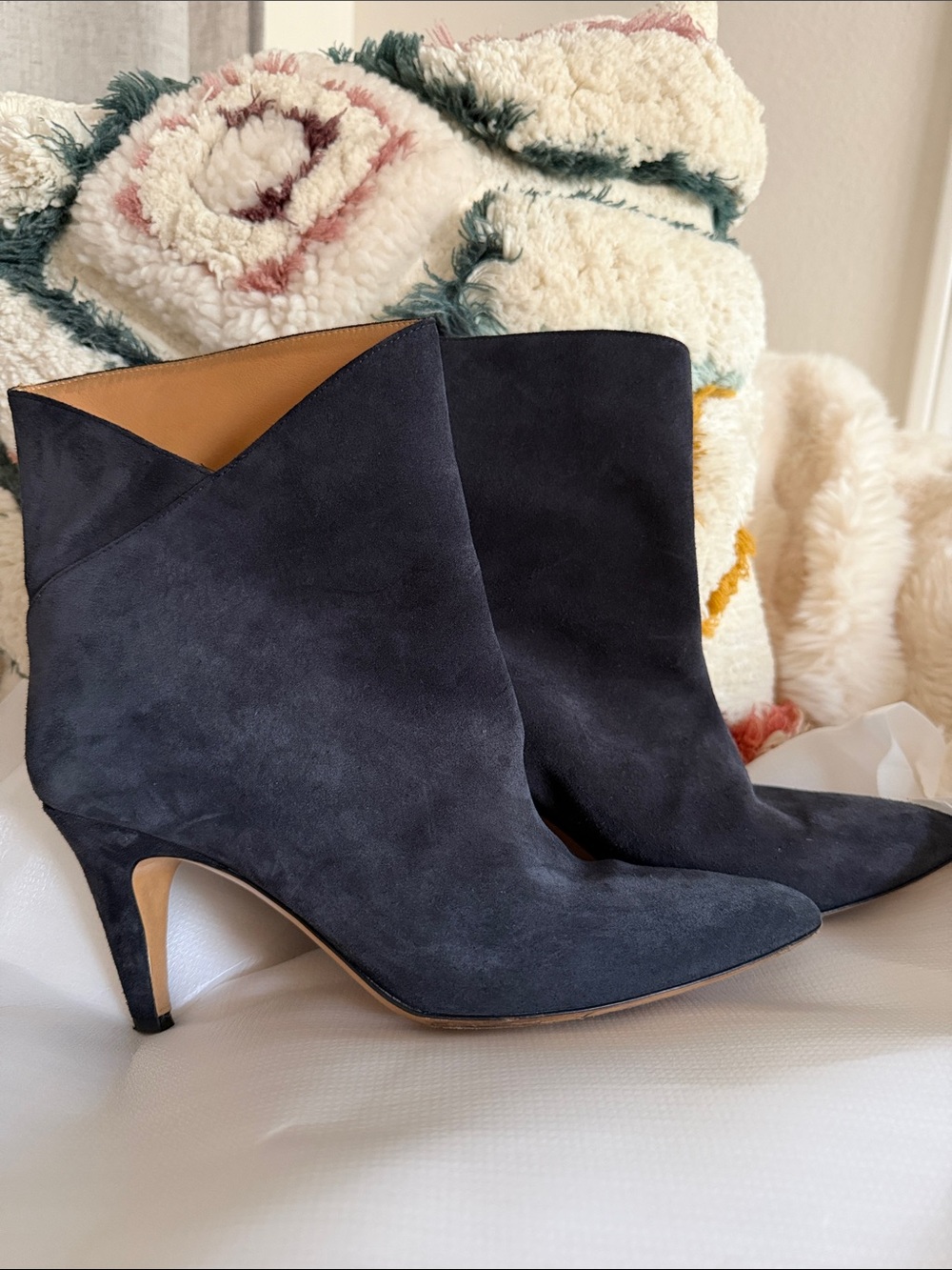 Isabel Marant Navy Suede Pointed-Toe Ankle Boots